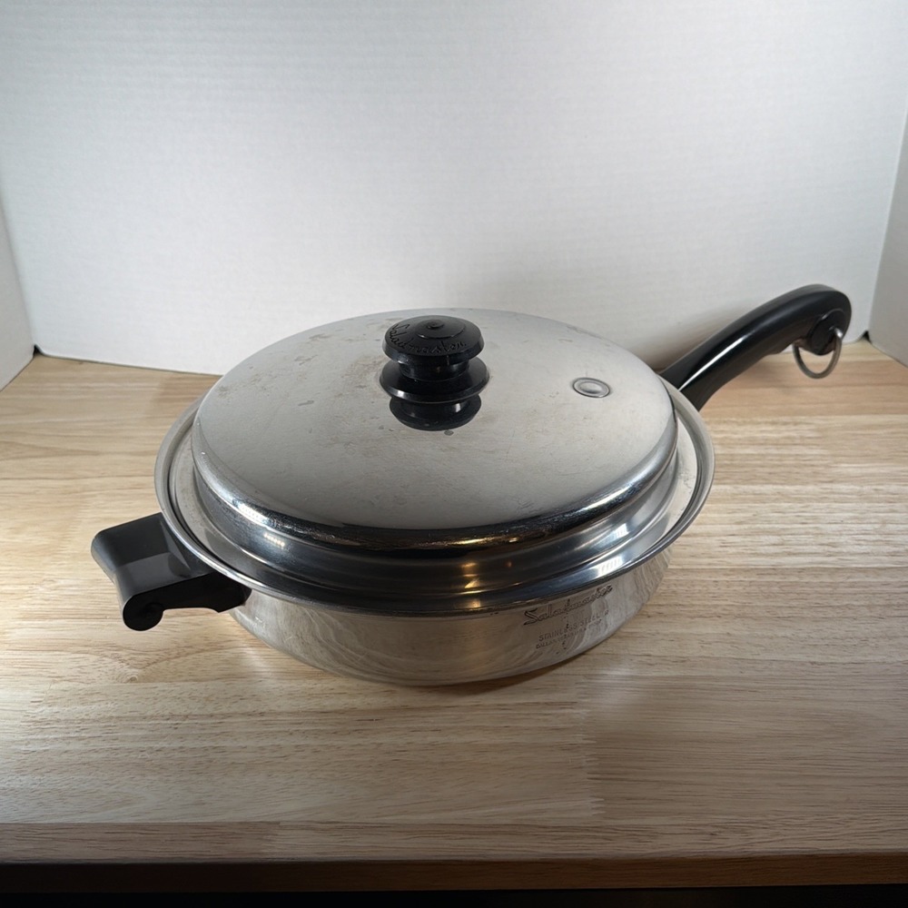 Saladmaster T304S Stainless Steel 11" 11  Inch Skillet Fry Pan Assist Handle Lid